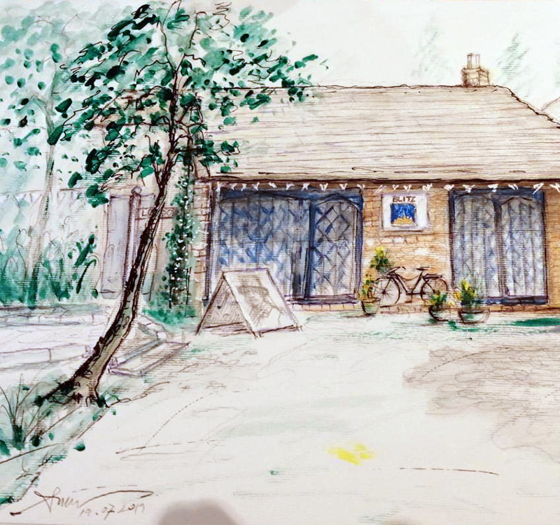© Ardeshir Vahidi Water Colour of bungalow