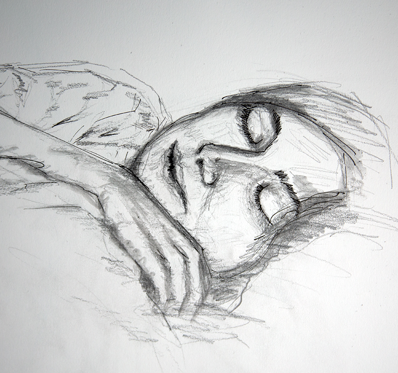 Sketch Woam sleeping on her side